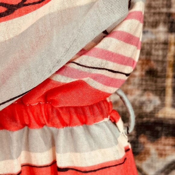 MNG by Mango Stripe Mini Sun Dress Size L Elastic Waist Lined - Picture 7 of 11